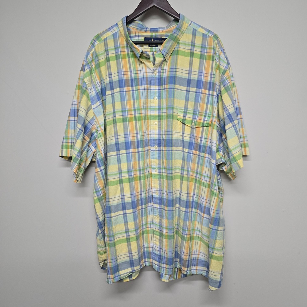 Ralph Lauren Beach Twill Shirt Mens 6XB Multi Plaid Cotton Pocket Preppy